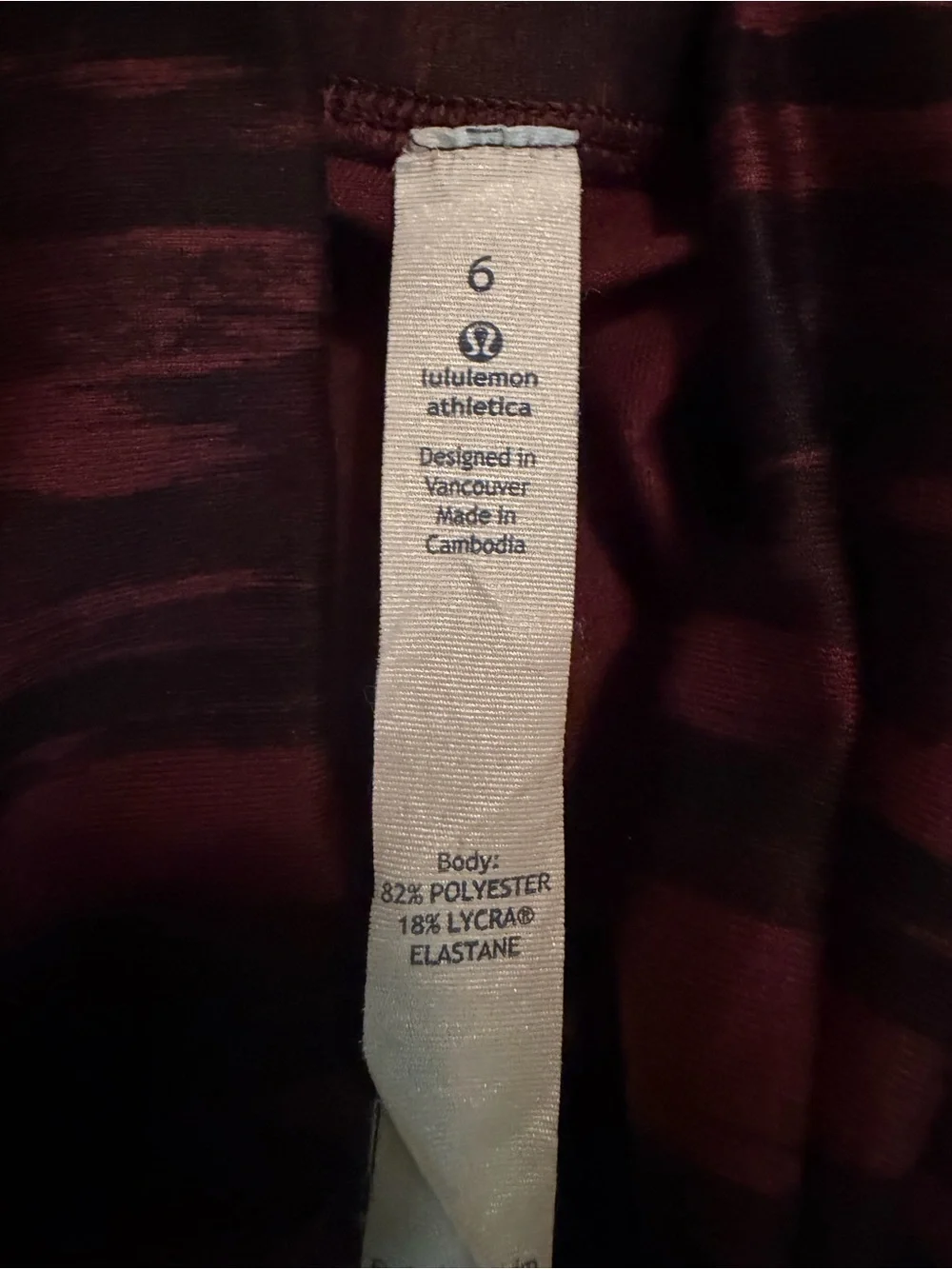 lululemon athletica Burgundy and Black Printed Leggings